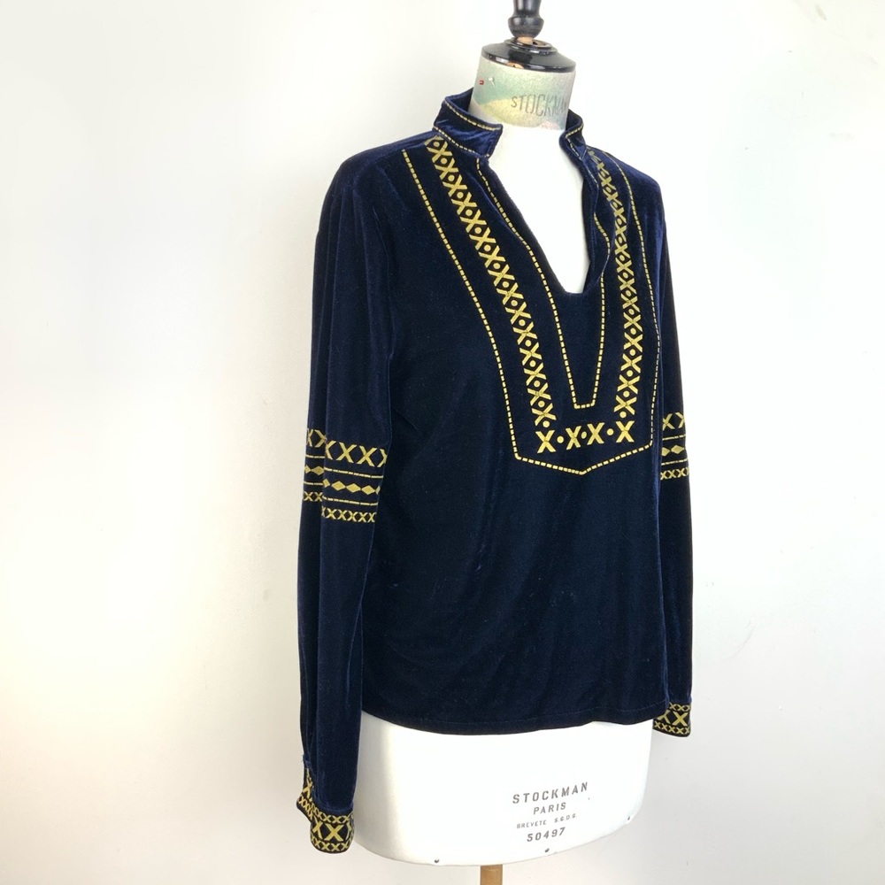 Romantic Boho Velvet Top w/ Gold print